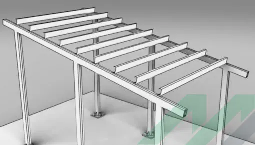 Colocación de travesaños transversales en estructura para techo Colocación de travesaños transversales en estructura para techo