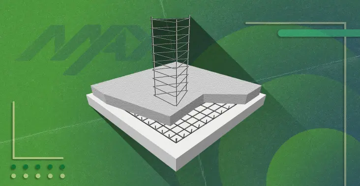 Diagrama de castillo en construcción con tres varillas