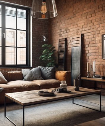 Mesa de centro en herrería hecha con acero y madera colocada en una habitación Mesa de centro en herrería hecha con acero y madera colocada en una habitación