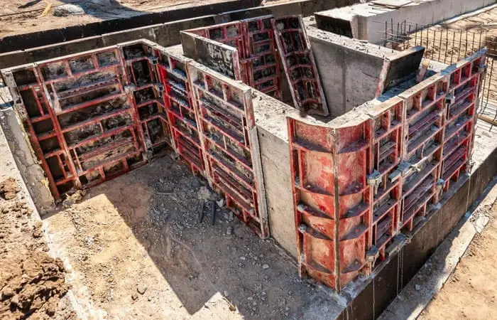Barda de concreto cubierta por un encofrado hecho a partir de plástico Barda de concreto cubierta por un encofrado hecho a partir de plástico