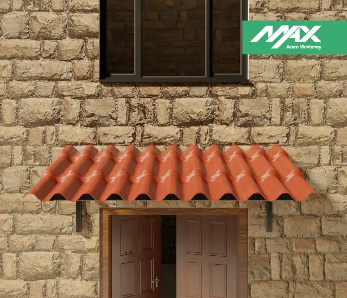 Marquesina elaborada con Plastiteja instalada en en la entrada principal de una casa Marquesina elaborada con Plastiteja instalada en en la entrada principal de una casa