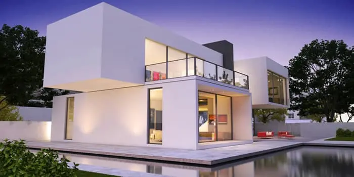 Casa minimalista de color blanco con terraza