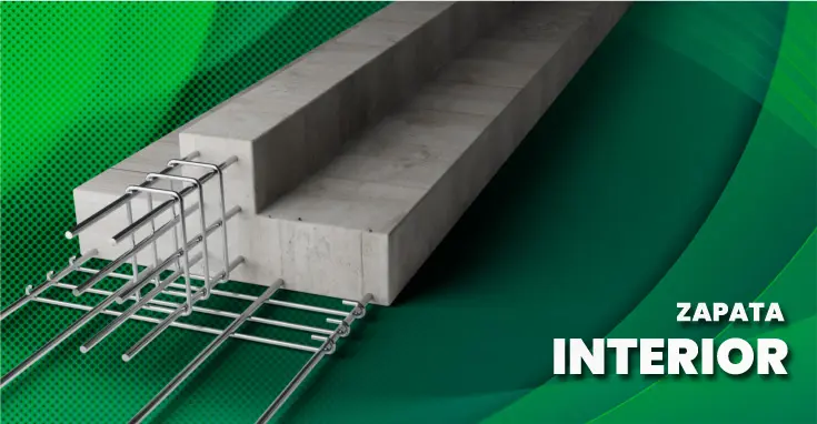 Esquema de una zapara interior de concreto con esqueleto de varilla corrugada Esquema de una zapara interior de concreto con esqueleto de varilla corrugada