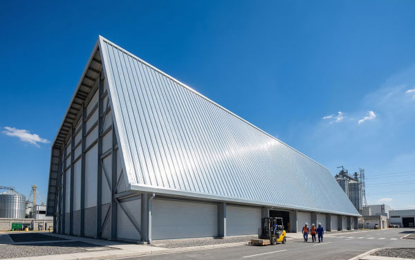 Techo de lámina metálica reflectante instalado en nave industrial para reducir la absorción de calor solar