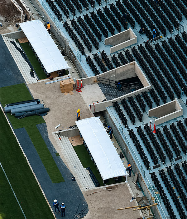 Toma aérea del túnel central del Estadio Banorte